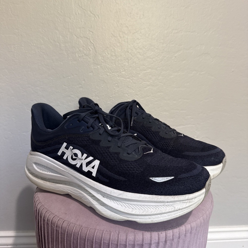 Hoka Bondi 9 X-Wide Mens Size 13 2E Varsity Navy White Running Shoes 1162015-VYN